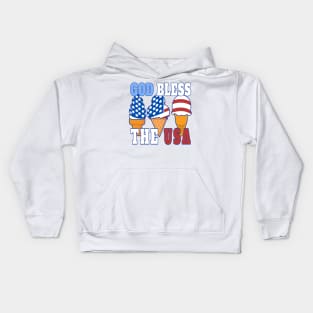 GOD BLESS THE USA ICE CREAM CONE DESIGN FOR 4TH OF JULY | Patriotic Conservative Christian Gifts Kids Hoodie